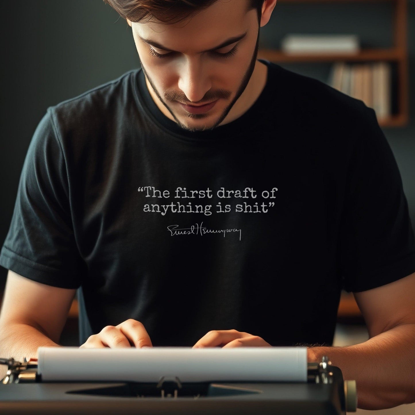 'The First Draft of Anything is s**t' Ernest Hemingway Famous Quote Unisex Tee
