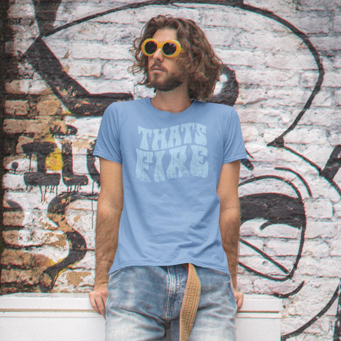 Men's 70s Vintage Style T-Shirt – Retro "That's Fire" Graphic Tee