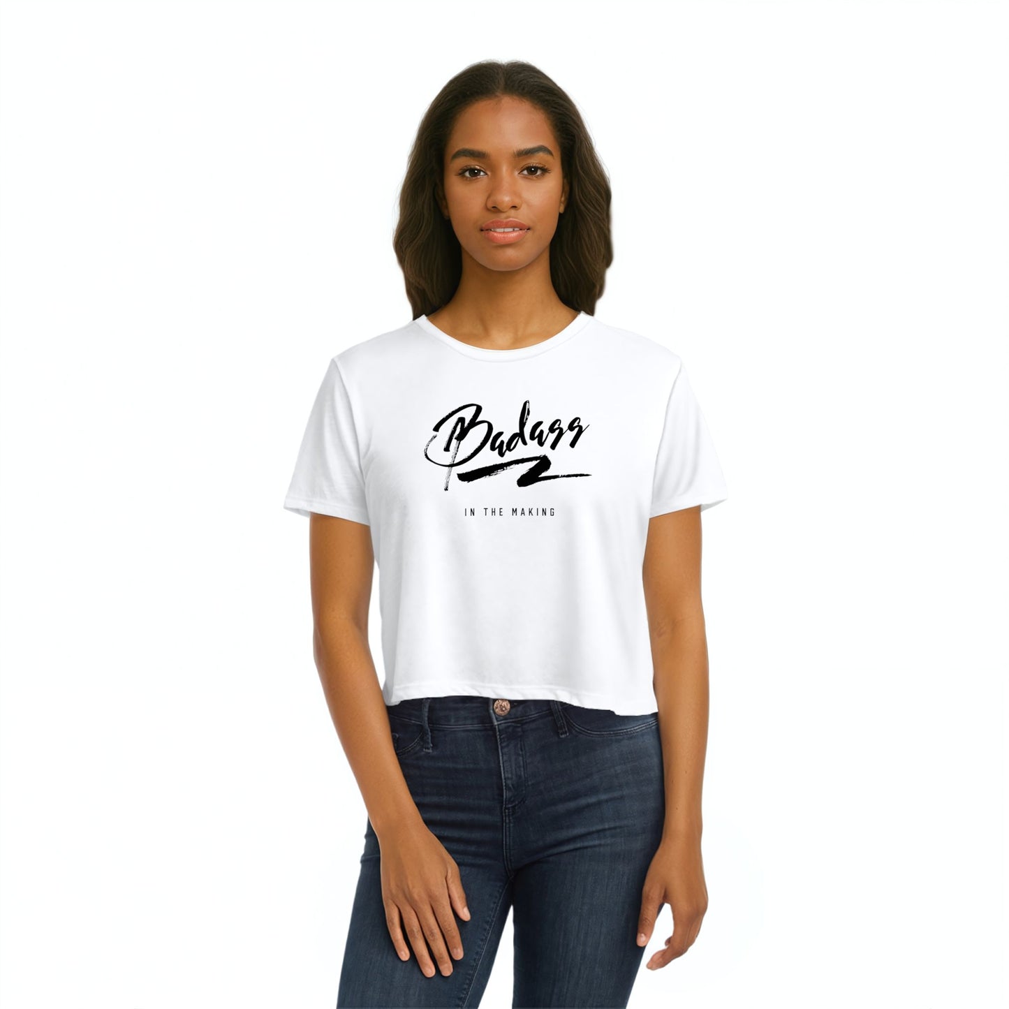 Badass In The Making Women's Flowy Cropped Workout T-Shirt