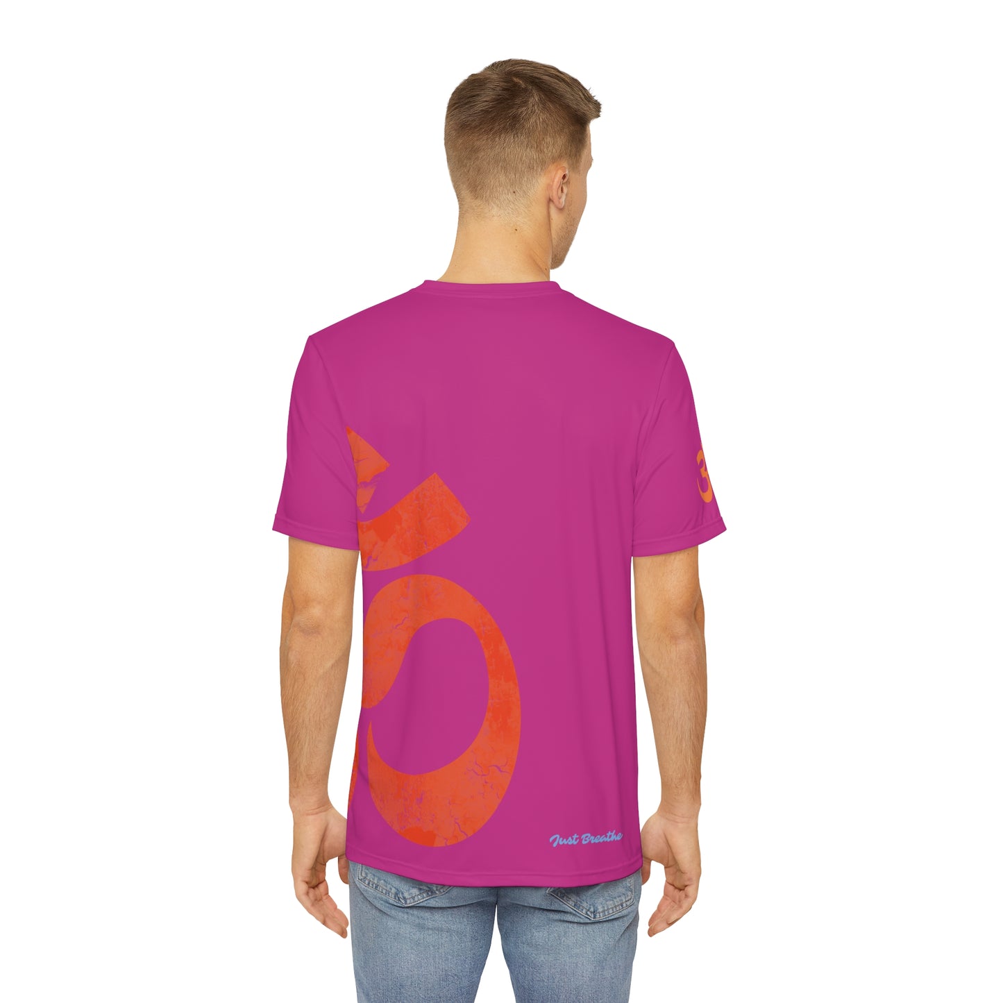 Distressed Ohm Symbol Vintage Spiritual Tee for Men (Pink)