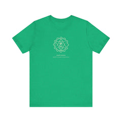 Flat lay thumbnail of Cotton T-Shirt in color Heart Chakra (Green) on a white background