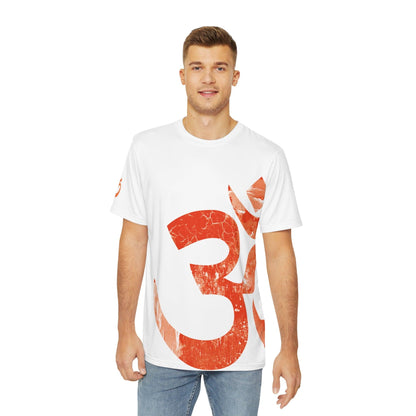 Vintage Ohm Symbol Skater Spiritual Tee for Men (White)