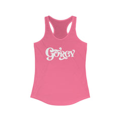 Flat lay thumbnail of Cotton and Polyester Tank Top in color White on Hot Pink on a white background