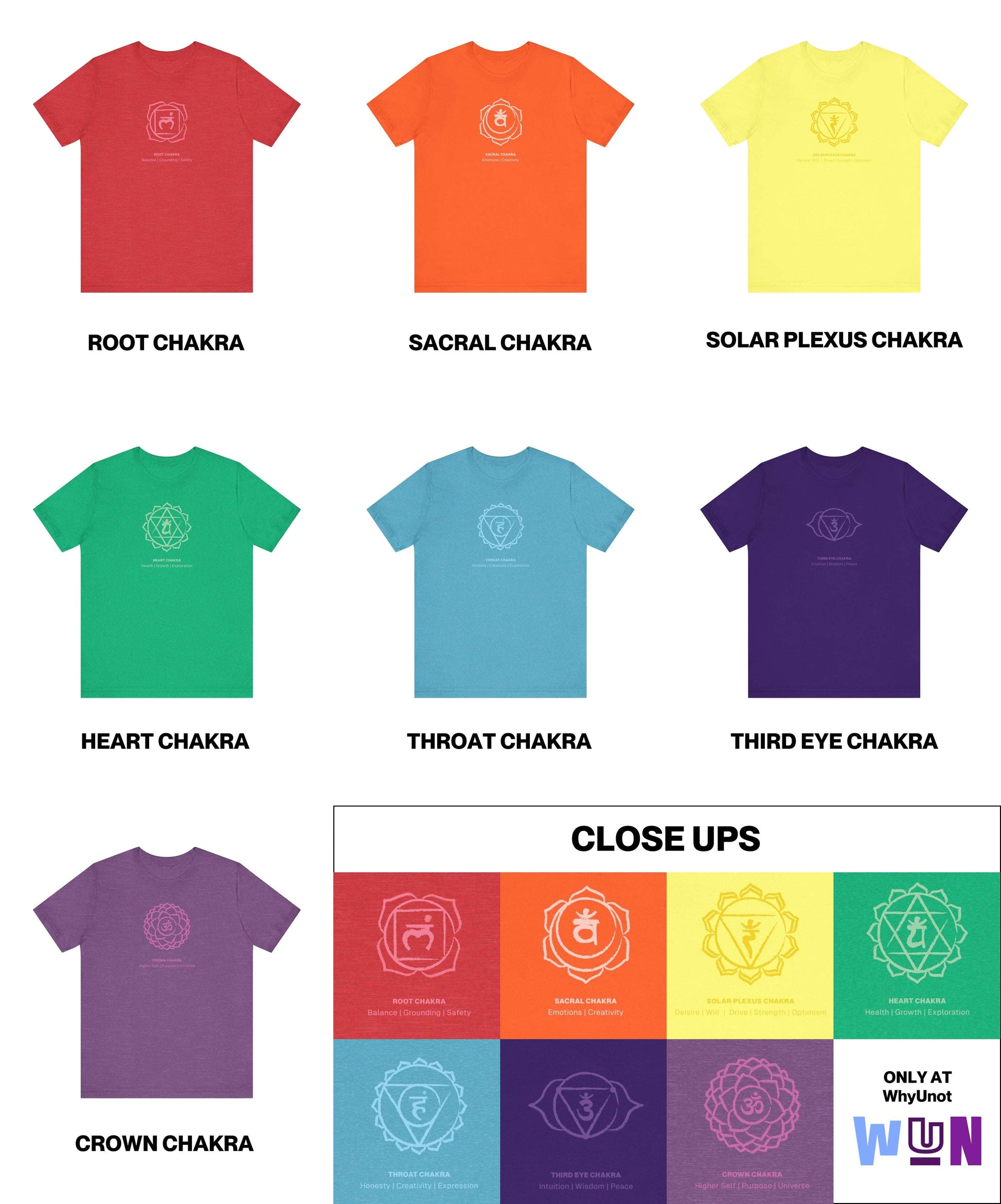 All 7 Chakras Tees BUNDLE - Sized Large