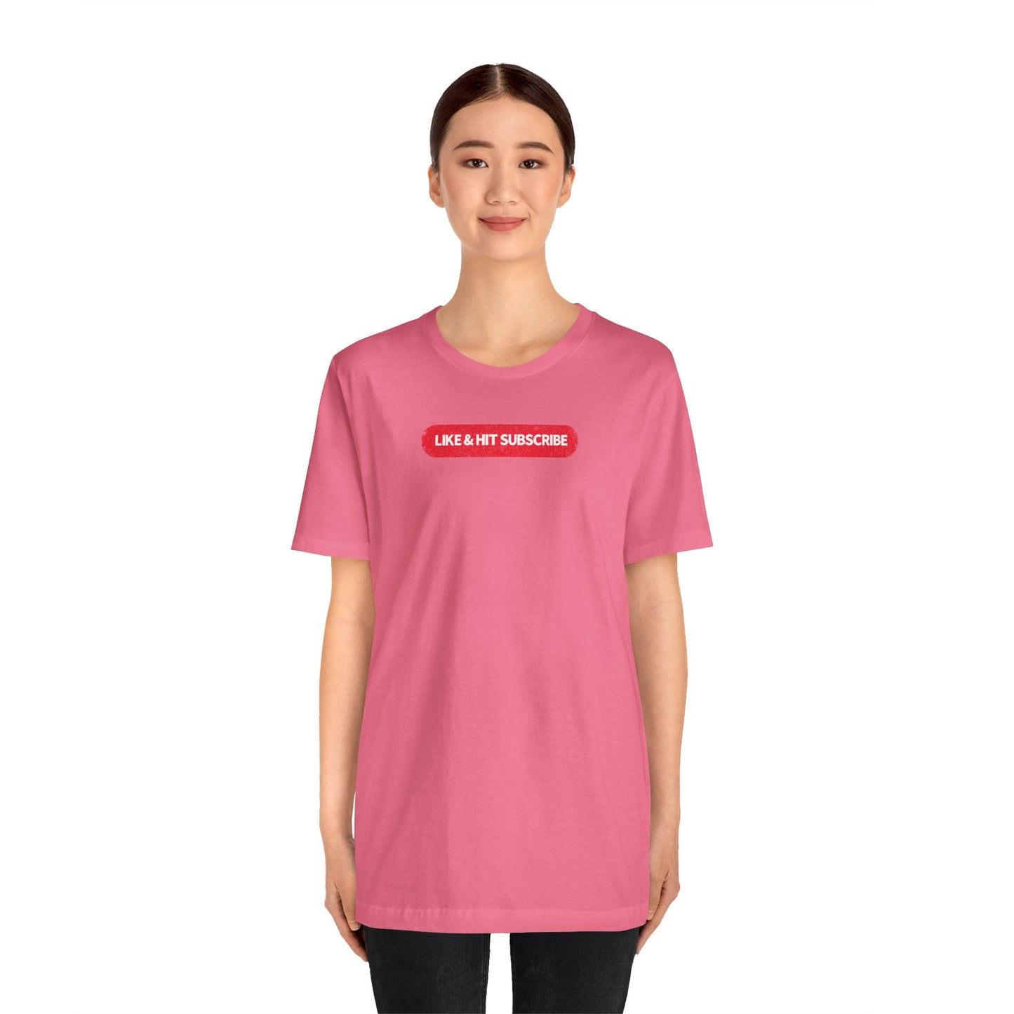 Like & Hit Subscribe Youtube Unisex Content Creator T-Shirt (Akatab)