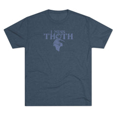 Flat lay thumbnail of Cotton and Rayon and Viscose and Polyester T-Shirt in color Tri-Blend Indigo on a white background
