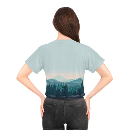 Nature's Bliss Mountains Cropped Outdoors Tee for women