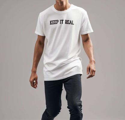 'Keep It Real' Soft Cotton College-Style Mens Tee