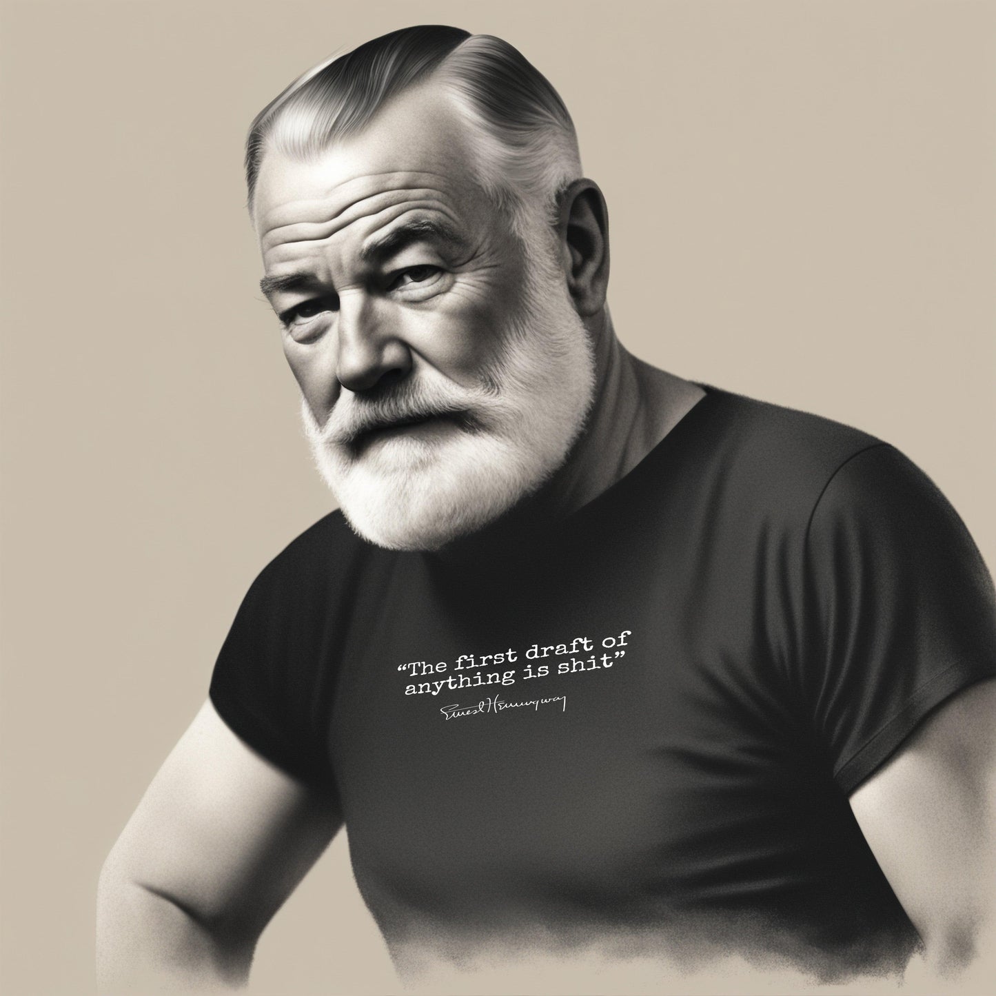 'The First Draft of Anything is s**t' Ernest Hemingway Famous Quote Unisex Tee
