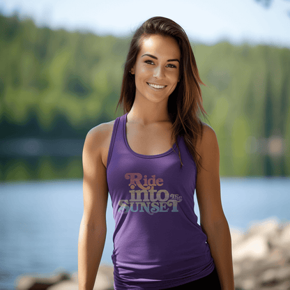 'Ride Into The Sunset' 80s Style Womens Tank Top
