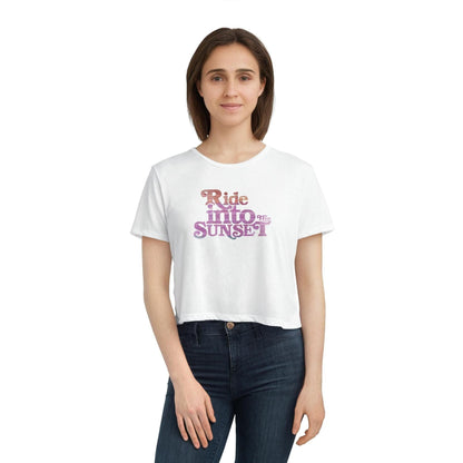 Ride Into The Sunset 80s Vintage Cropped Womens Tee
