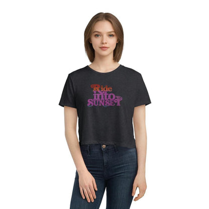 Ride Into The Sunset 80s Vintage Cropped Womens Tee