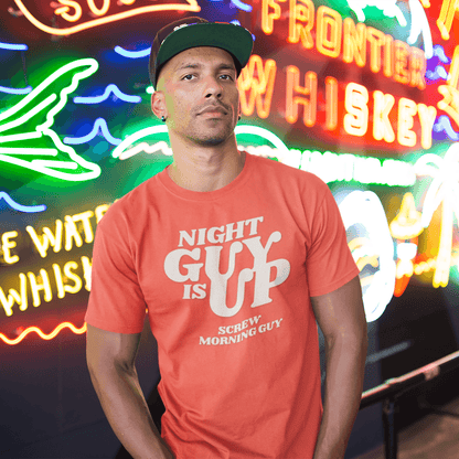 Night Guy is up, screw morning guy Night Time Mens Tee