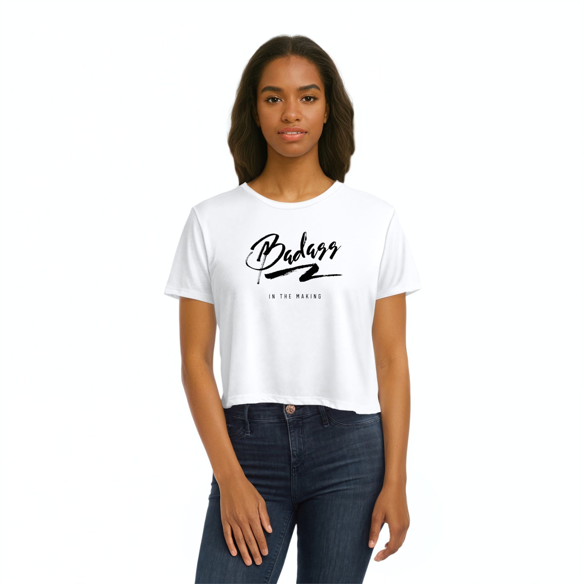 Badass In The Making Women's Flowy Cropped Workout T-Shirt