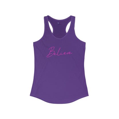 'Believe' Sporty Inspirational Womens Racerback Tank Top