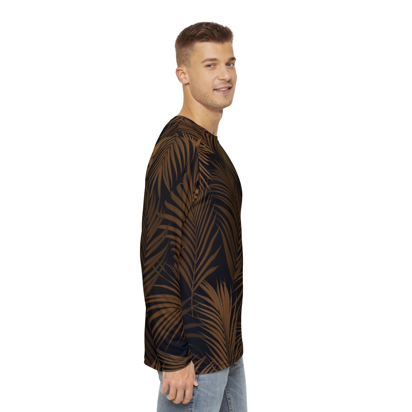 Brown Palm Leaf v1 Men's Long Sleeve Shirt