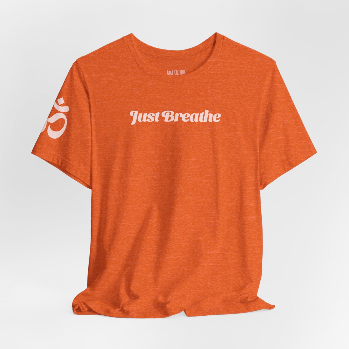 Just Breathe with Ohm symbol ladies calming tee for her