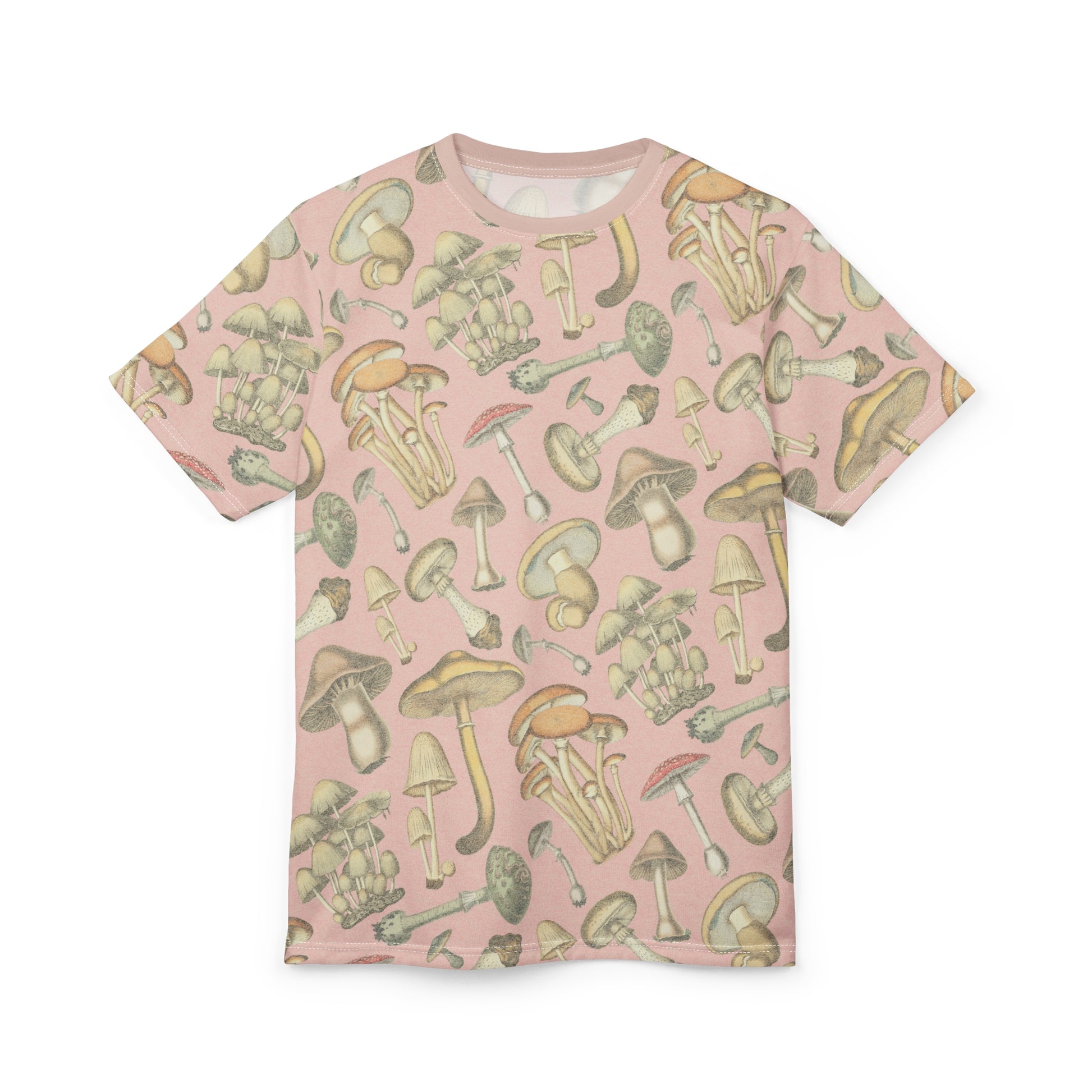 Salmon Full-Print Mushroom Patterned Unisex Tee
