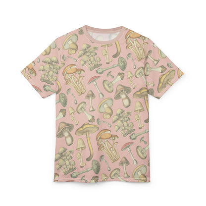 Salmon Full-Print Mushroom Patterned Unisex Tee