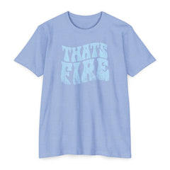Flat lay thumbnail of Cotton and Polyester T-Shirt in color Heather Columbia Blue on a white background