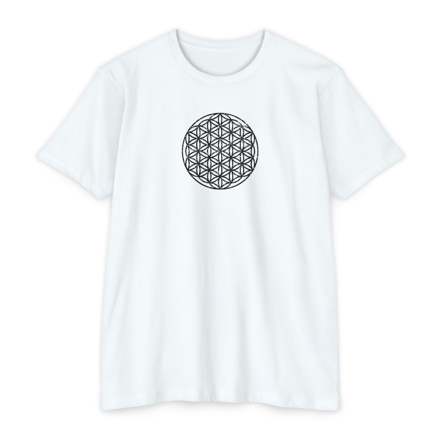 White Grungy Flower of Life Jersey T-shirt for men