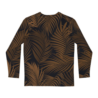 Brown Palm Leaves Men's Long Sleeve Shirt