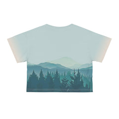 Flat lay thumbnail of Polyester Crop Top in color Forrest Blue on a white background