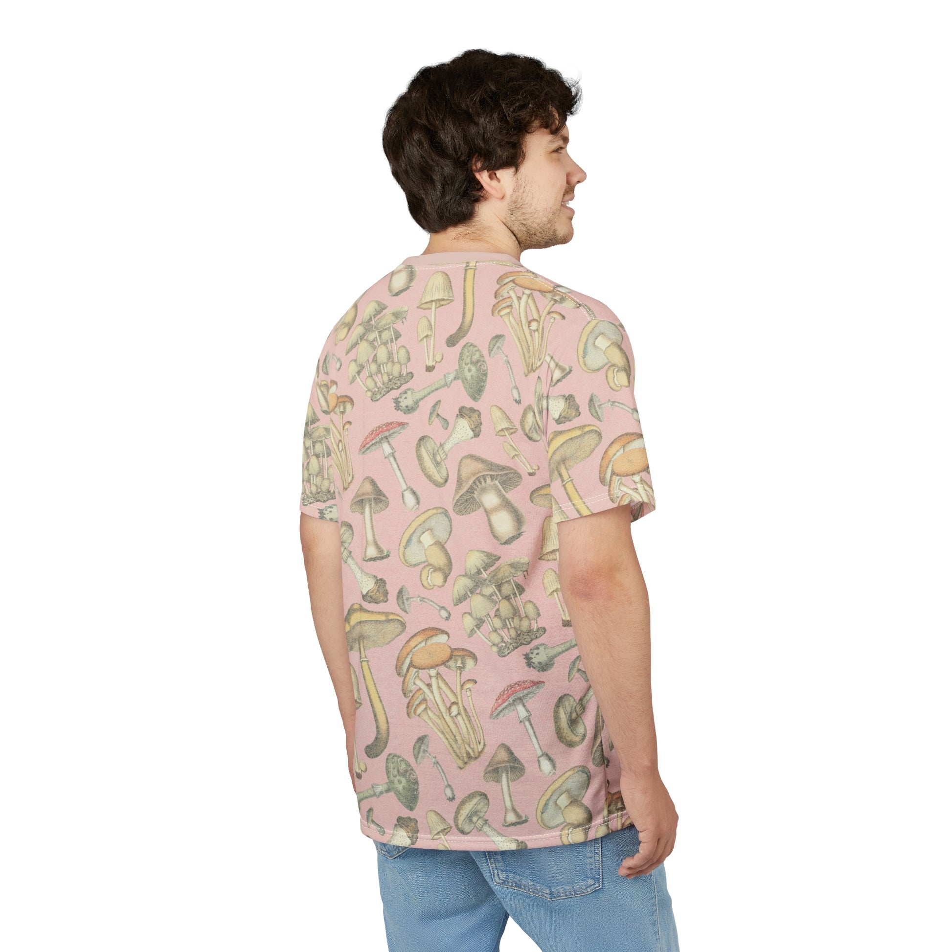 Salmon Full-Print Mushroom Patterned Unisex Tee