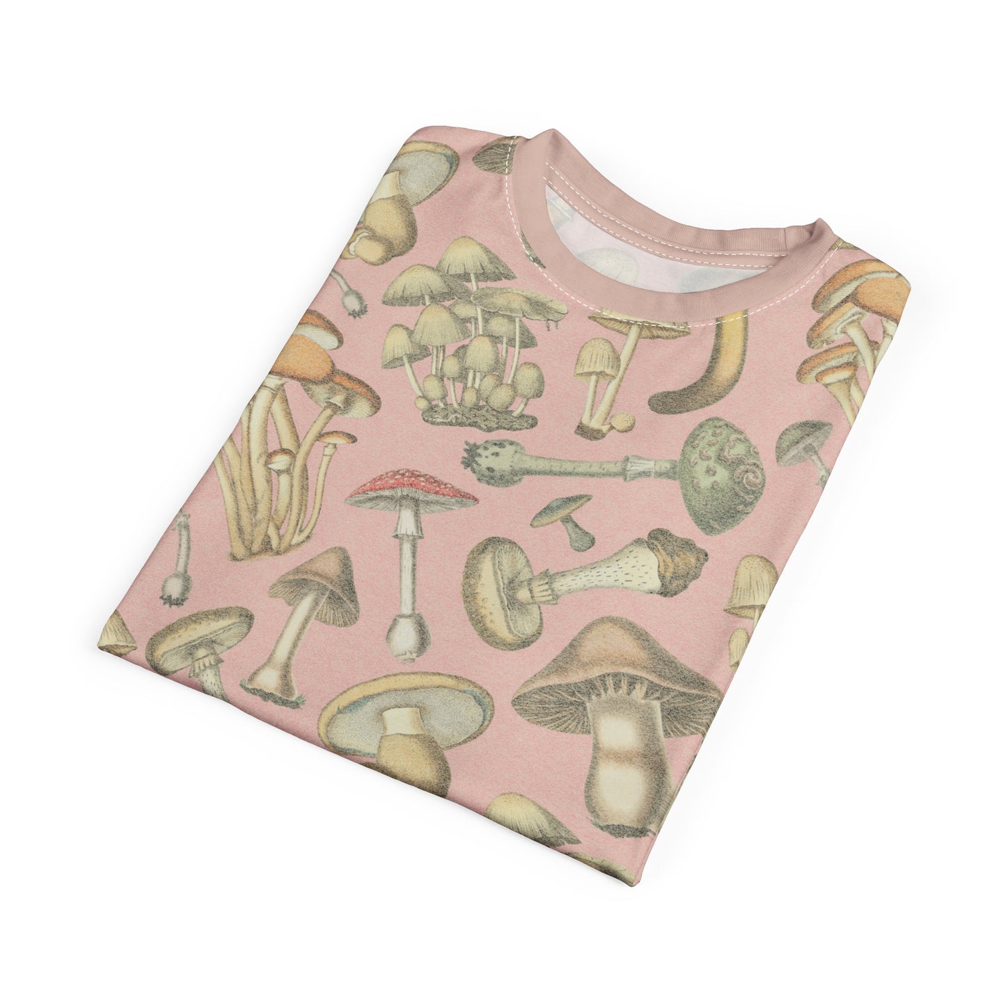 Salmon Full-Print Mushroom Patterned Unisex Tee