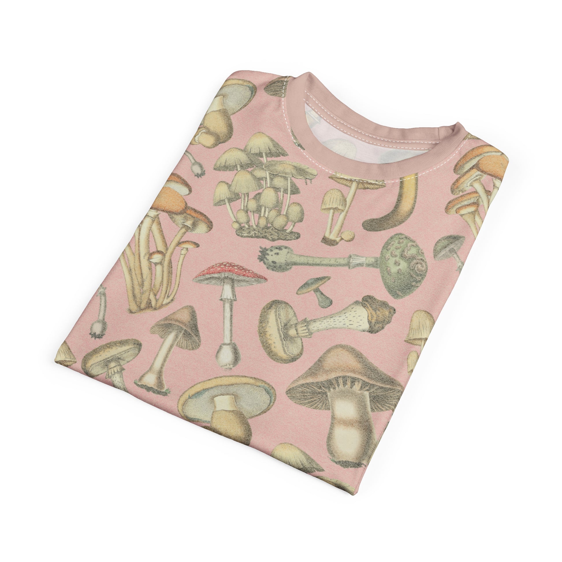 Salmon Full-Print Mushroom Patterned Unisex Tee