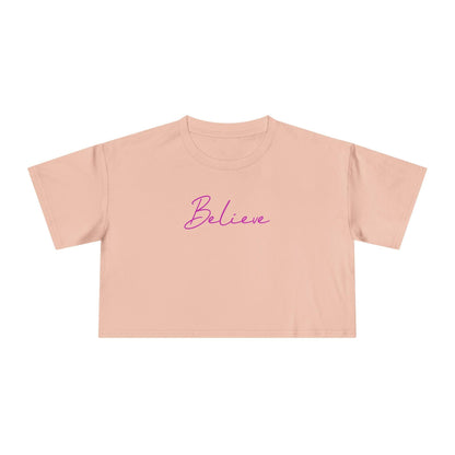 Believe Stylish Script Cropped Womens Tee