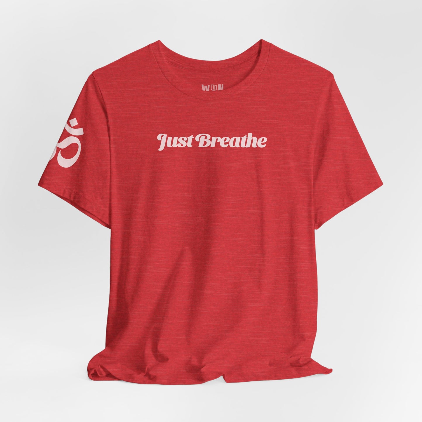 Just Breathe with Ohm symbol ladies calming tee for her