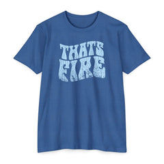 Flat lay thumbnail of Cotton and Polyester T-Shirt in color Heather Cool Blue on a white background