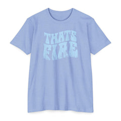 Flat lay thumbnail of Cotton and Polyester T-Shirt in color Heather Columbia Blue on a white background