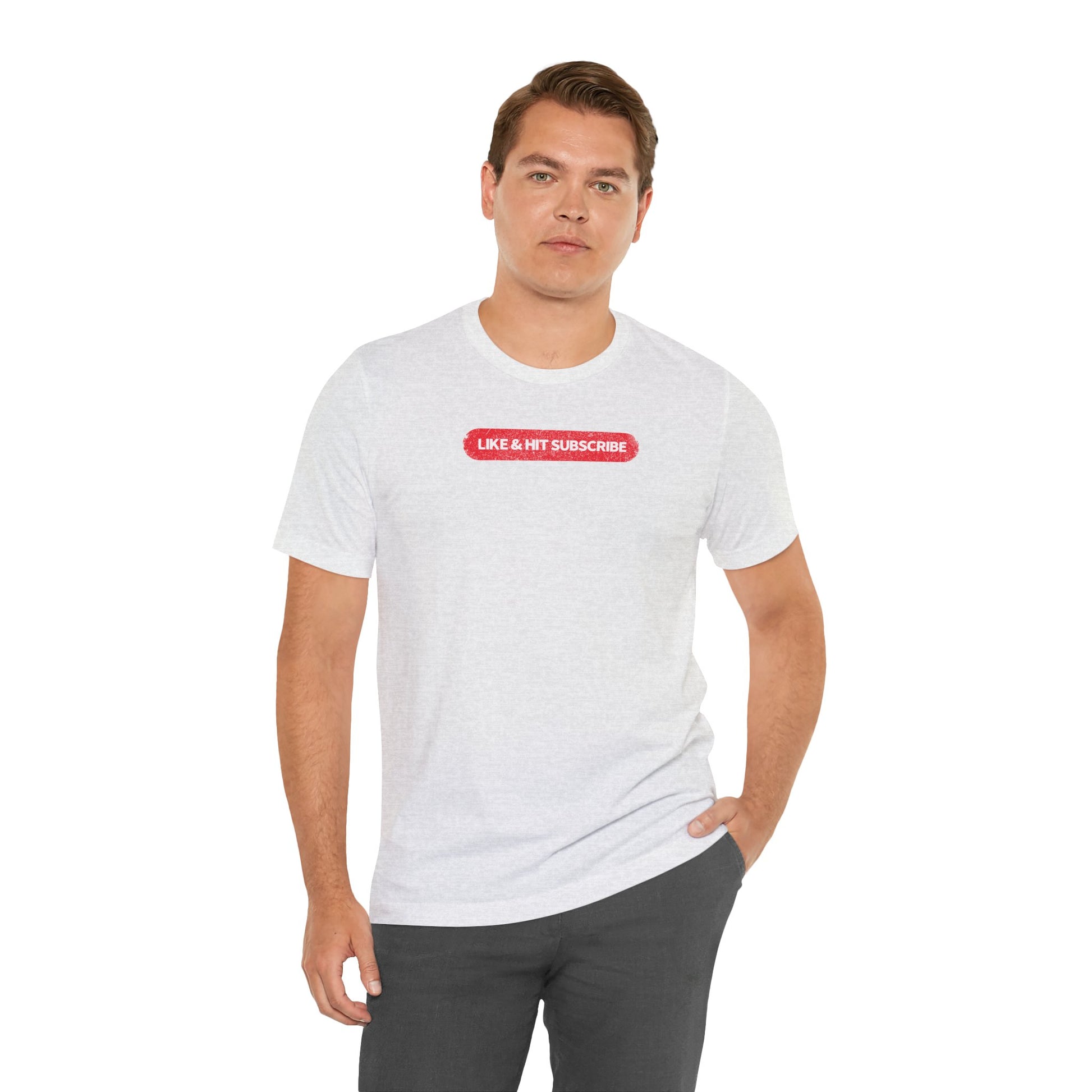 Like & Hit Subscribe Youtube Unisex Content Creator T-Shirt (Akatab)