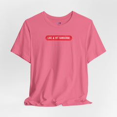 Flat lay thumbnail of Cotton and Polyester T-Shirt in color Charity Pink on a white background