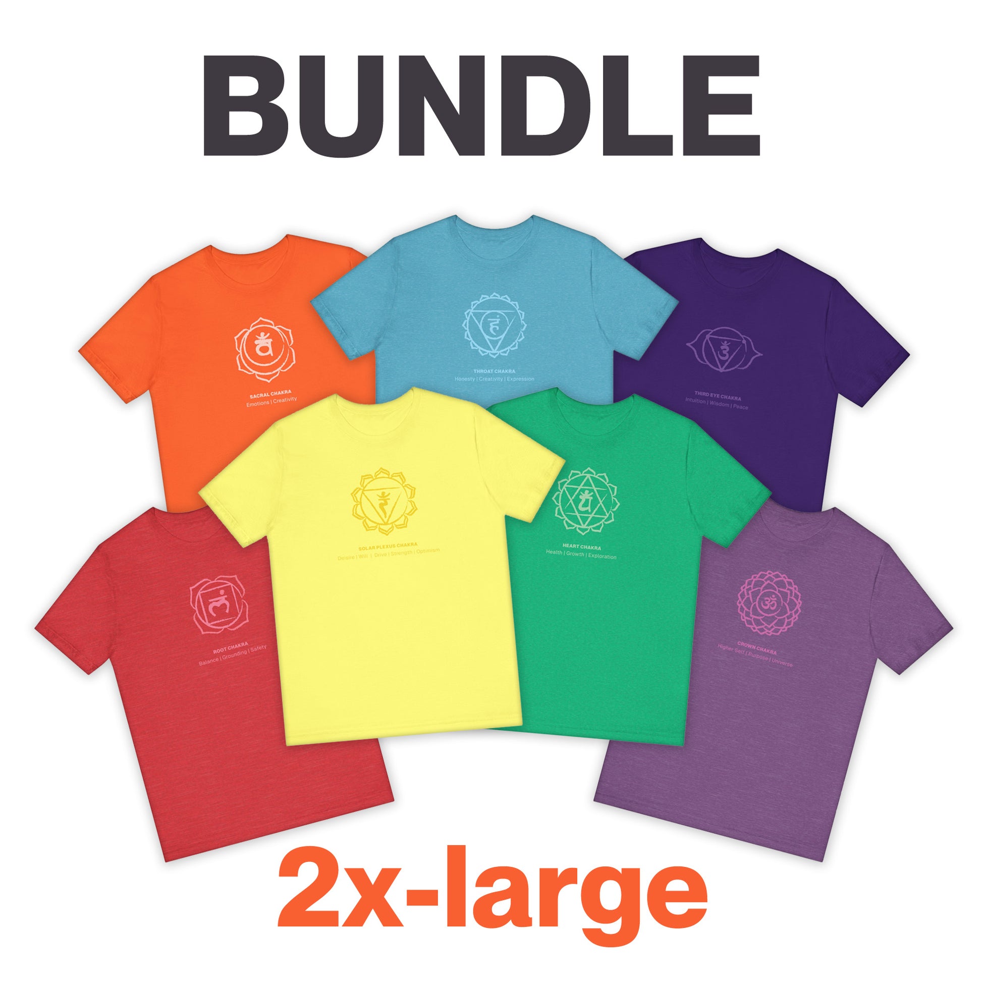 All 7 Chakras Tees BUNDLE - Sized 2X-Large