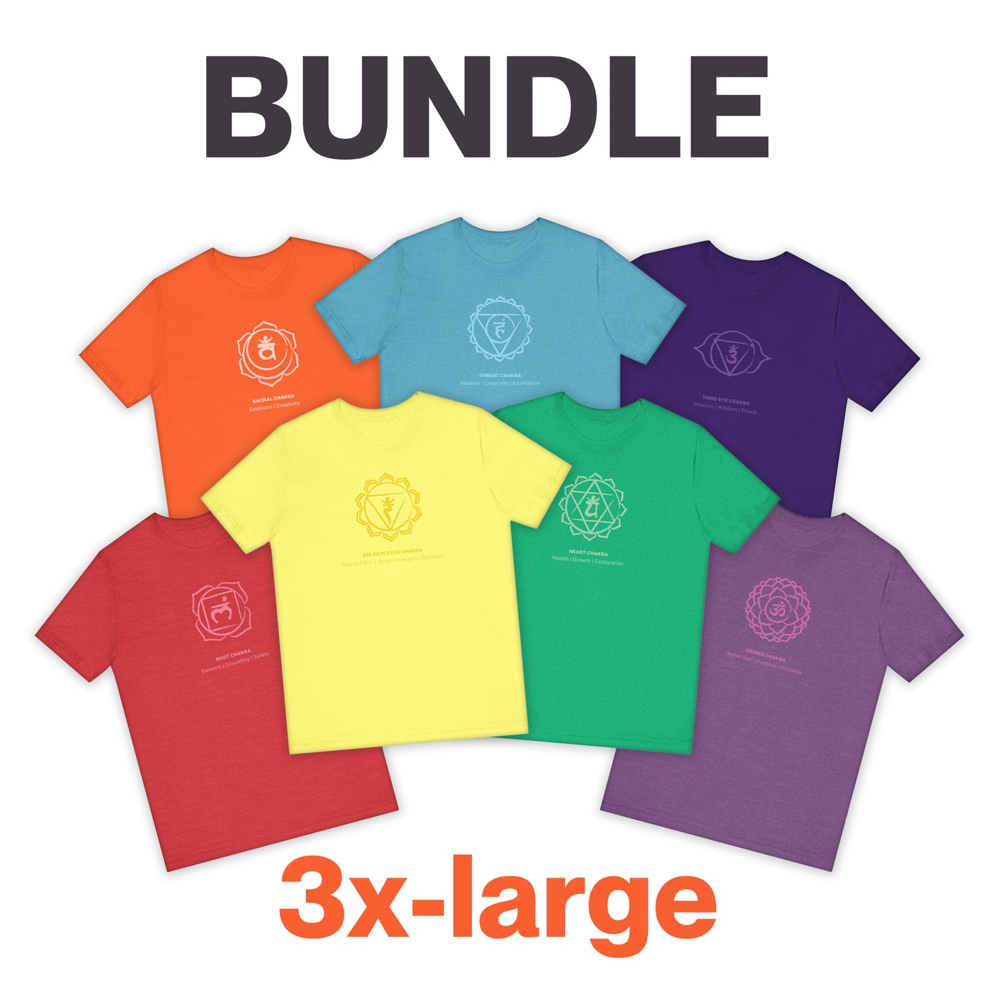 All 7 Chakras Tees BUNDLE - Sized 3X-Large