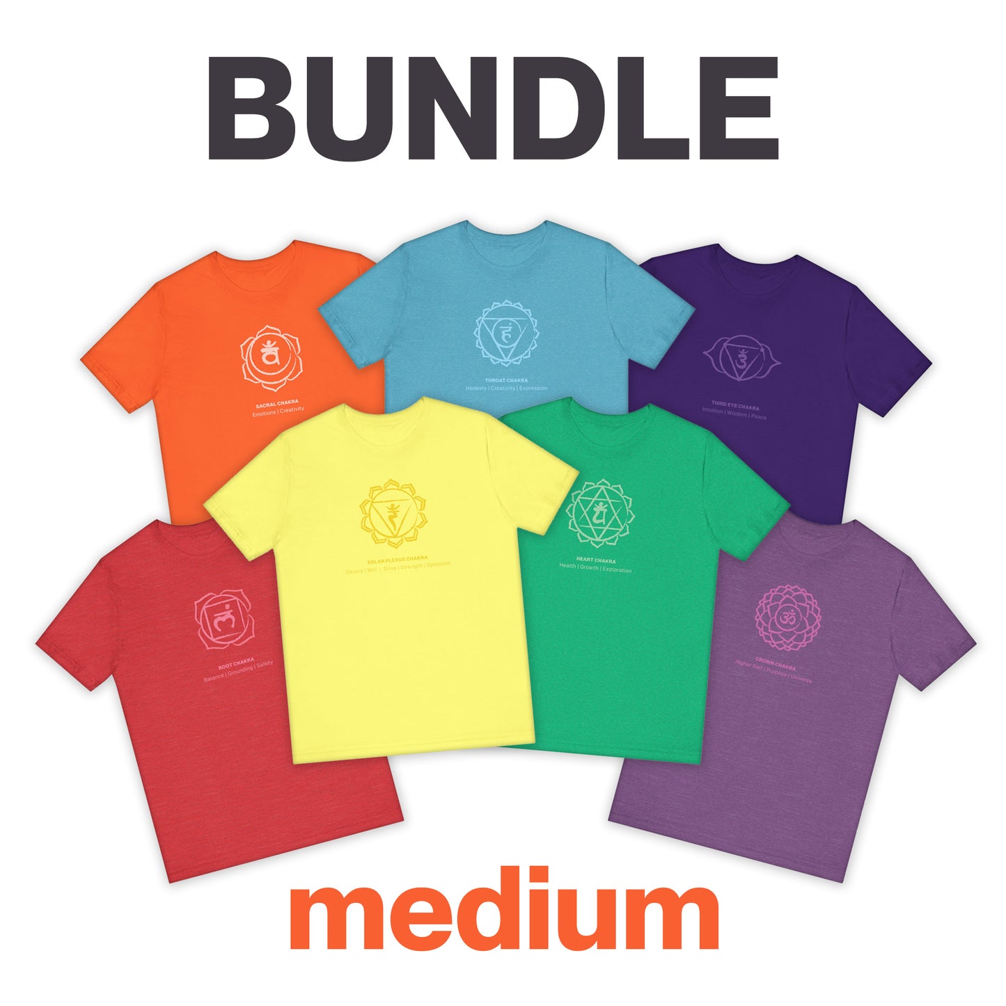 All 7 Chakras Tees BUNDLE - Sized Medium