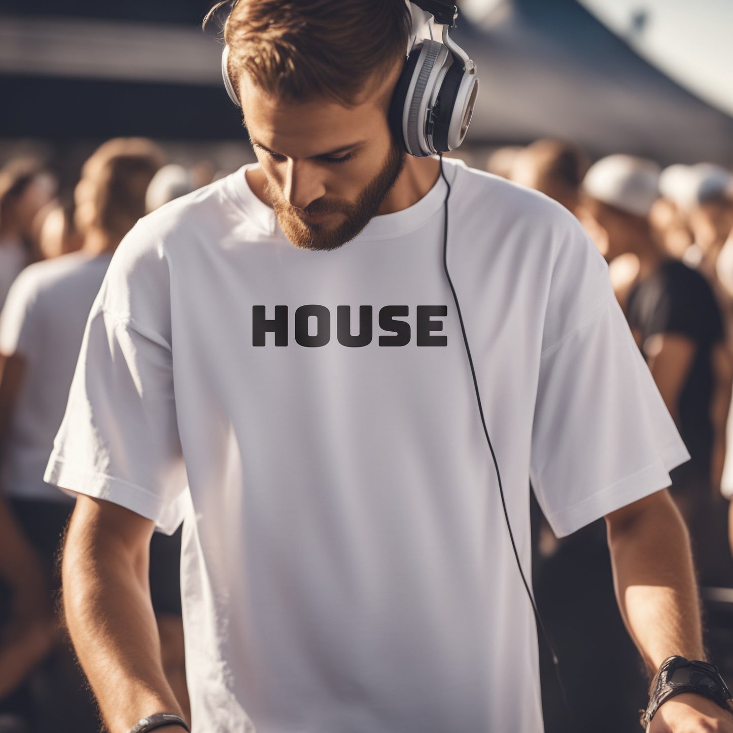 HOUSE Men's Jersey Short Sleeve Tee for DJs, Clubbing & dance music fans