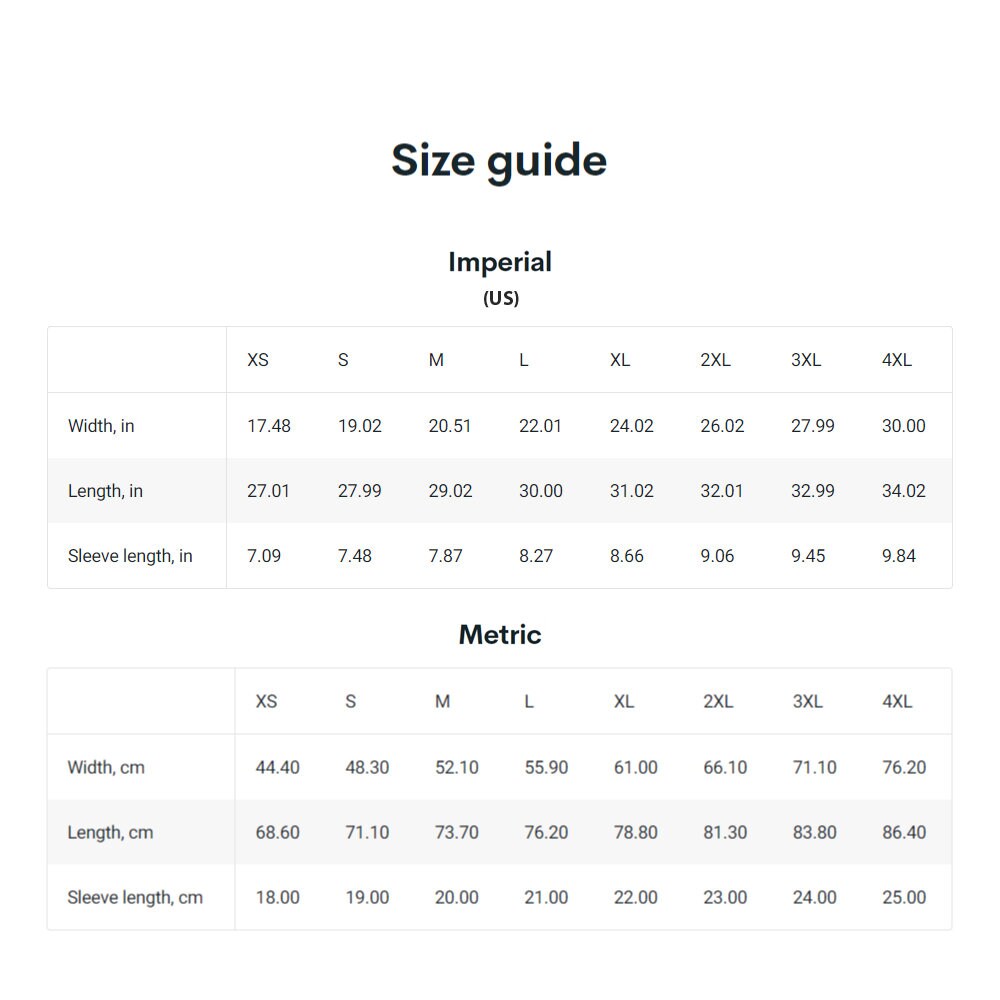 the size guide for a motorcycle