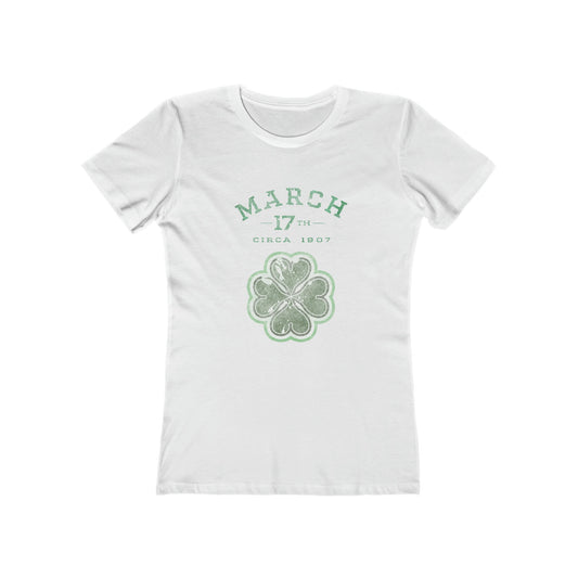 St-Patty's Day Shirt | Irish Shirt | Boyfriend Tee for Women | 100% Cotton | Shamrock | 4 Leaves Clove | March 17th