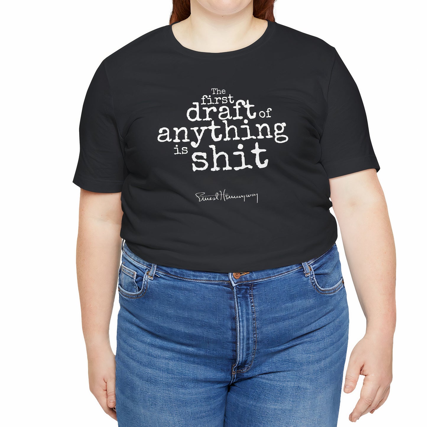 a woman wearing a black t - shirt with the words, i don&#39;t