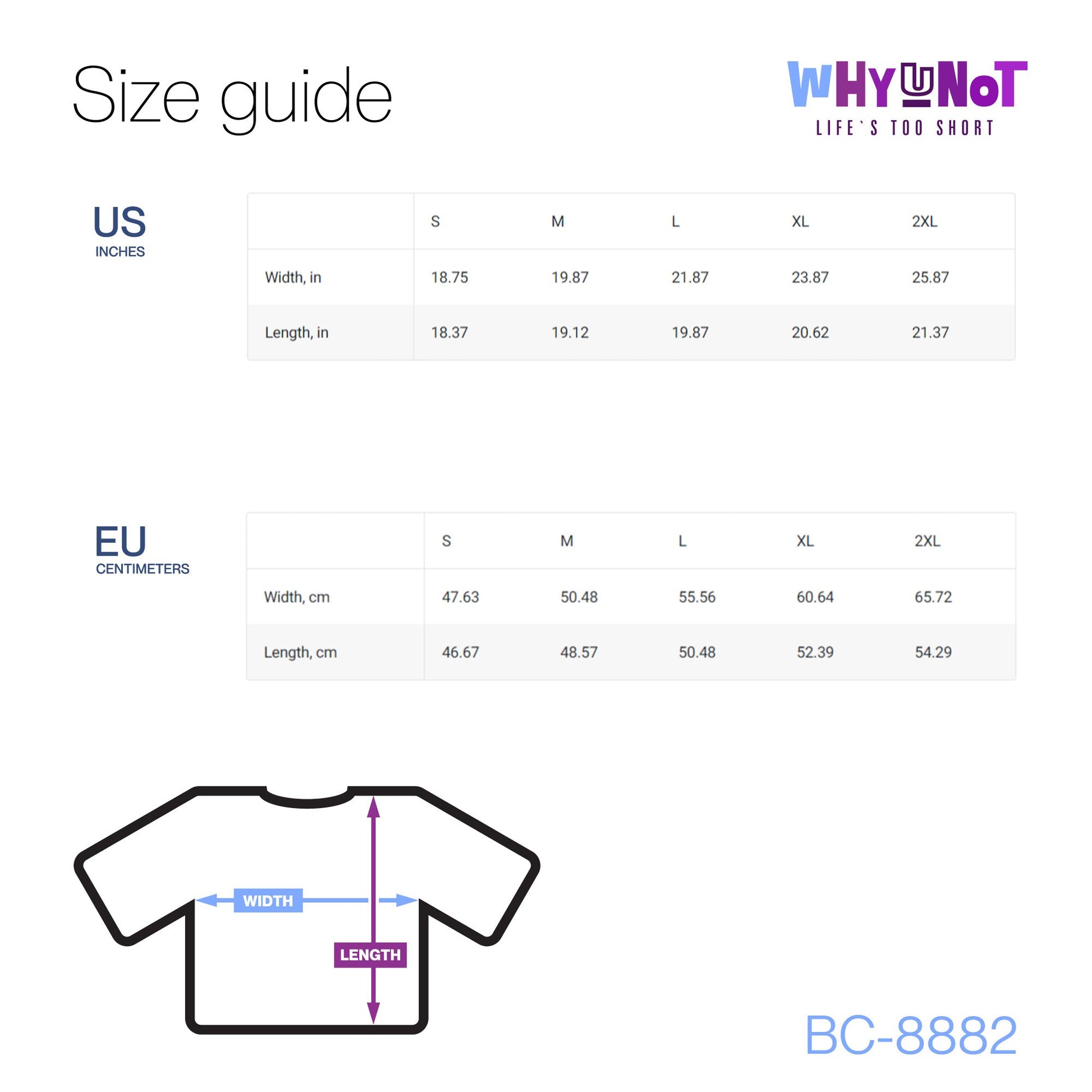 the size guide for a t - shirt