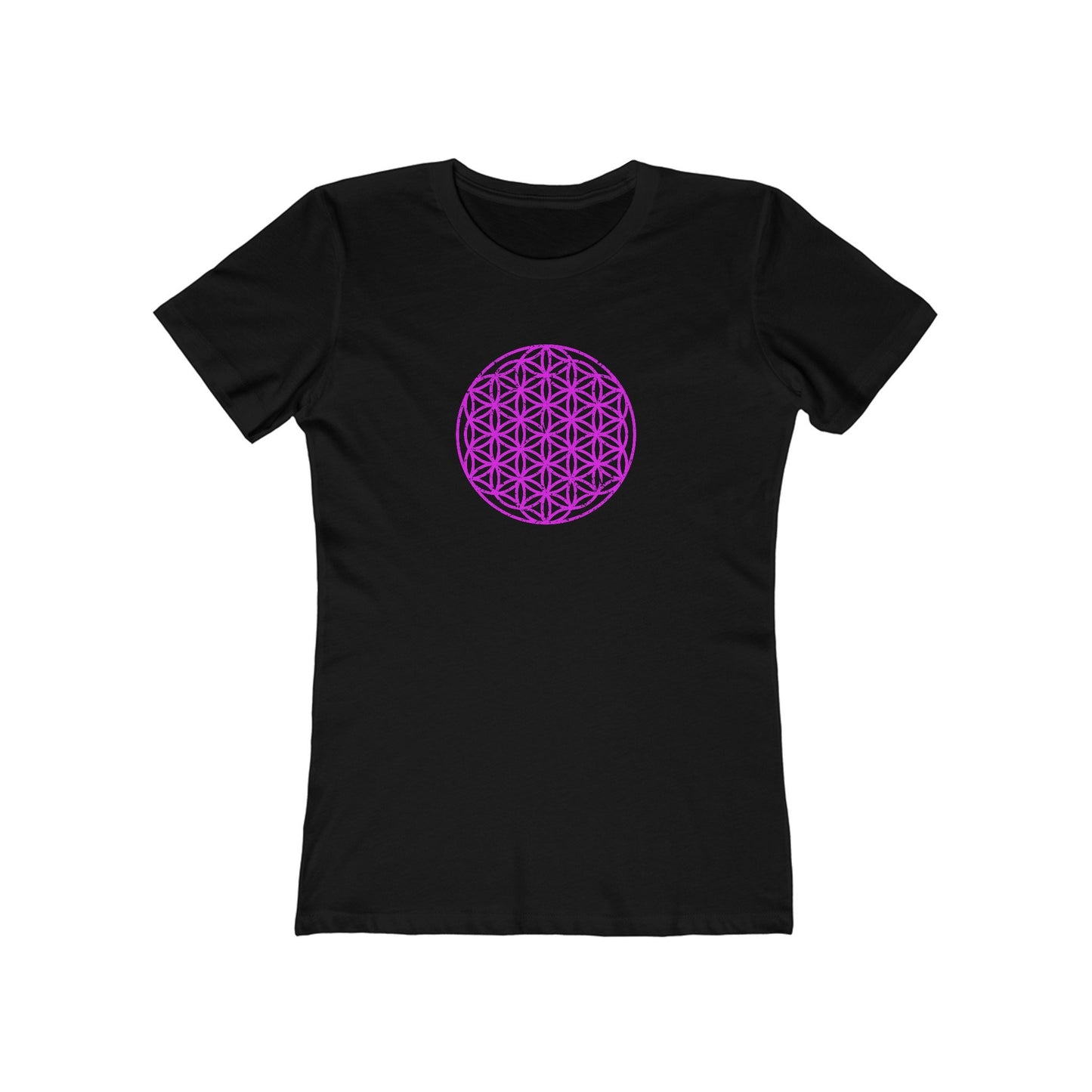 Distressed Flower Of Life Slim Fit Boyfriend Tee for Women