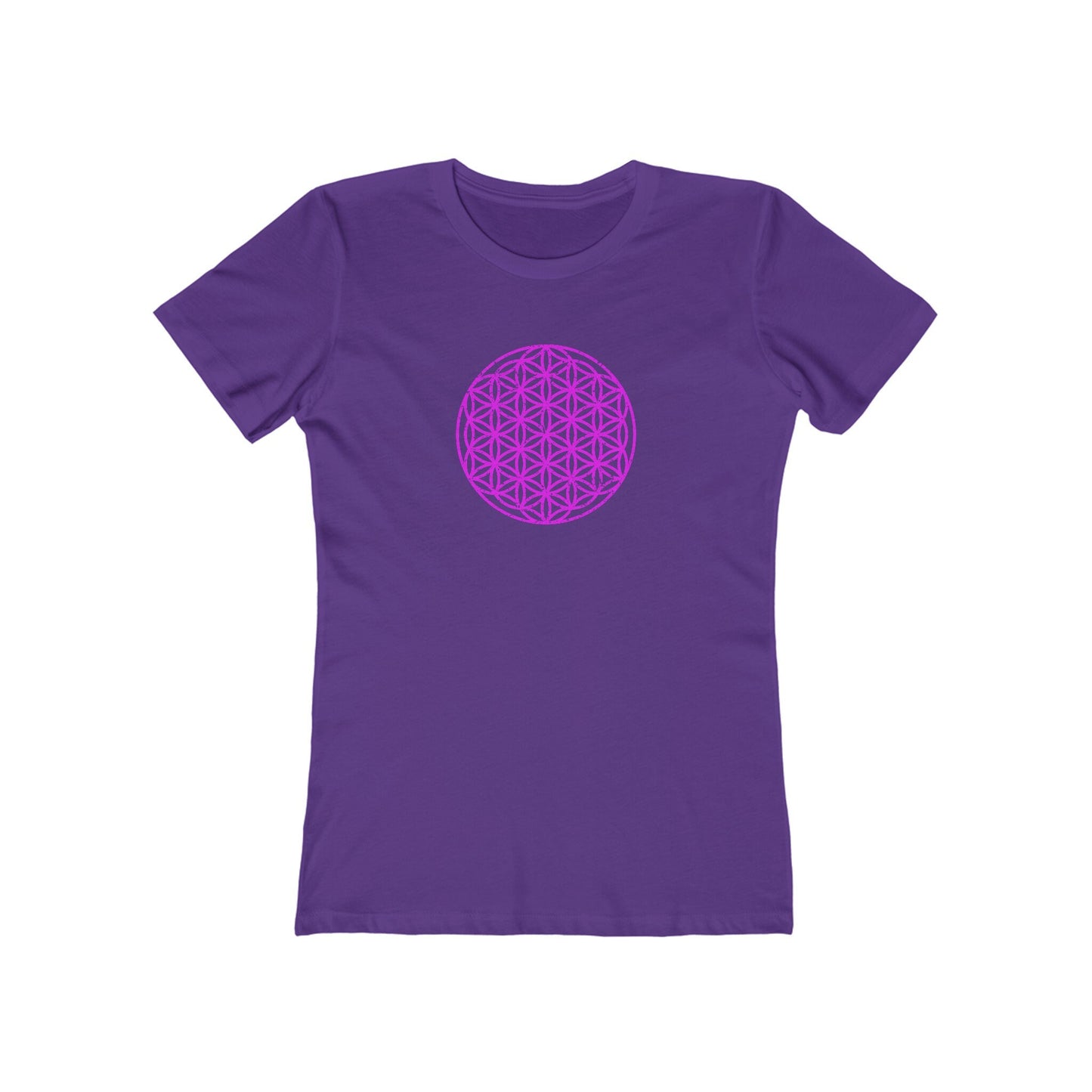 Distressed Flower Of Life Slim Fit Boyfriend Tee for Women