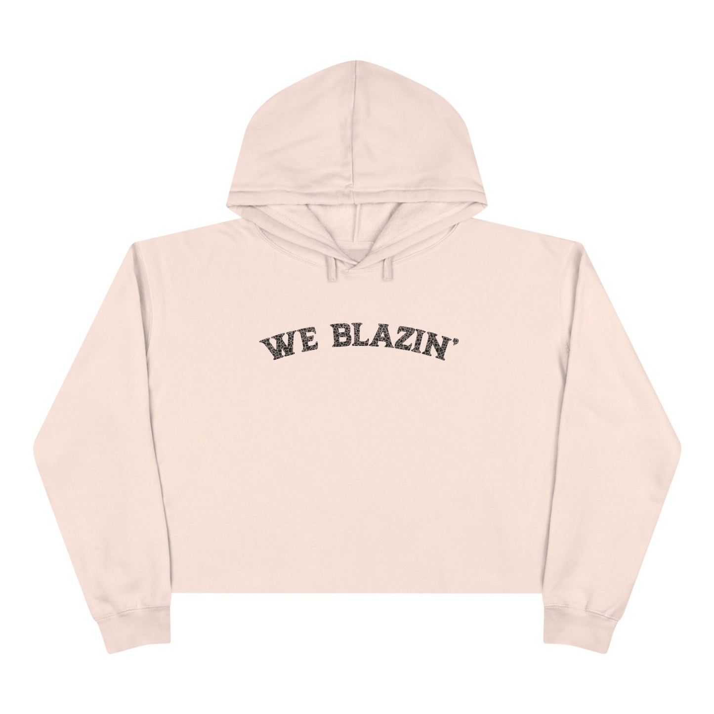 &quot;We Blazin&quot; Crop Hoodie in pink/cream flat lay front