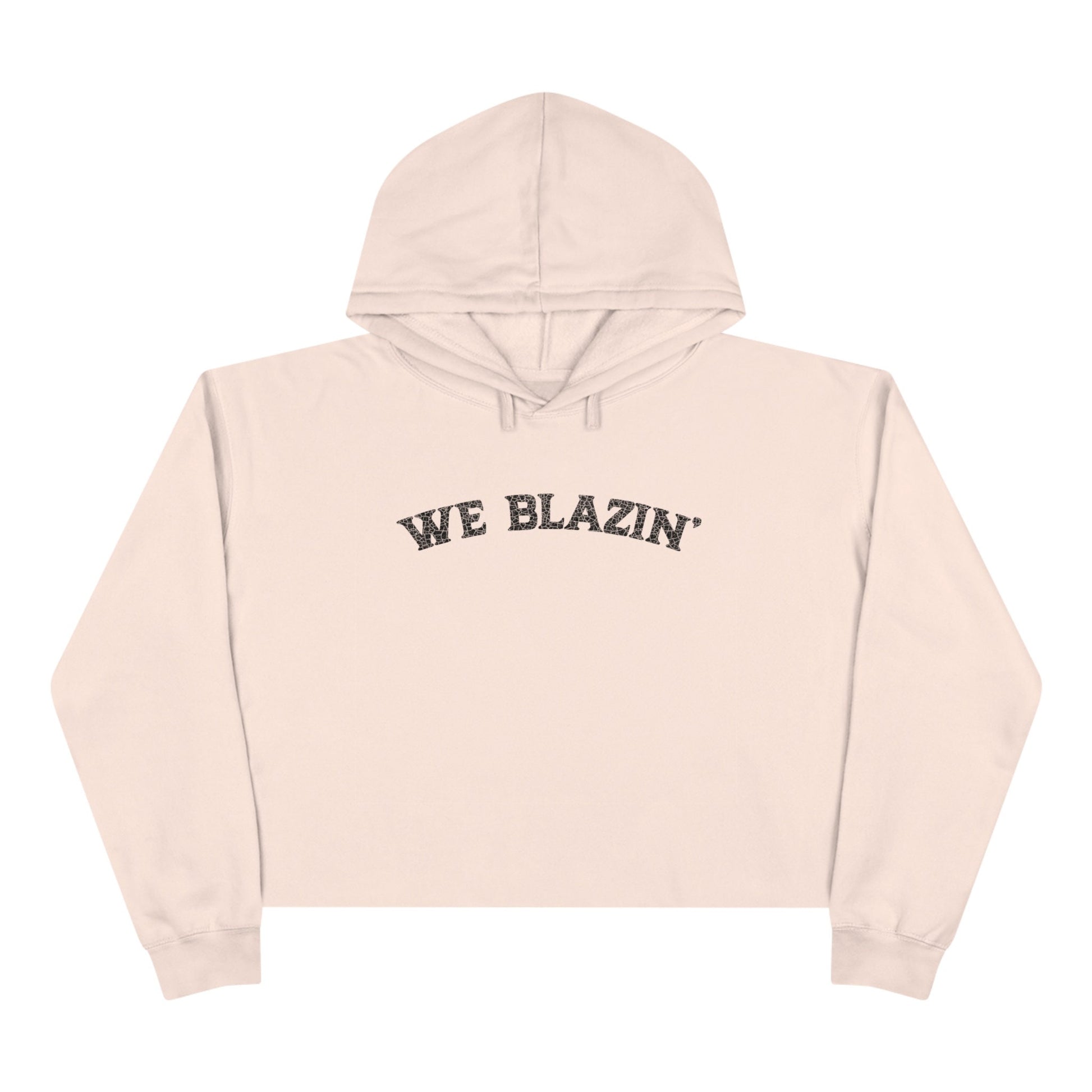 &quot;We Blazin&quot; Crop Hoodie in pink/cream flat lay front