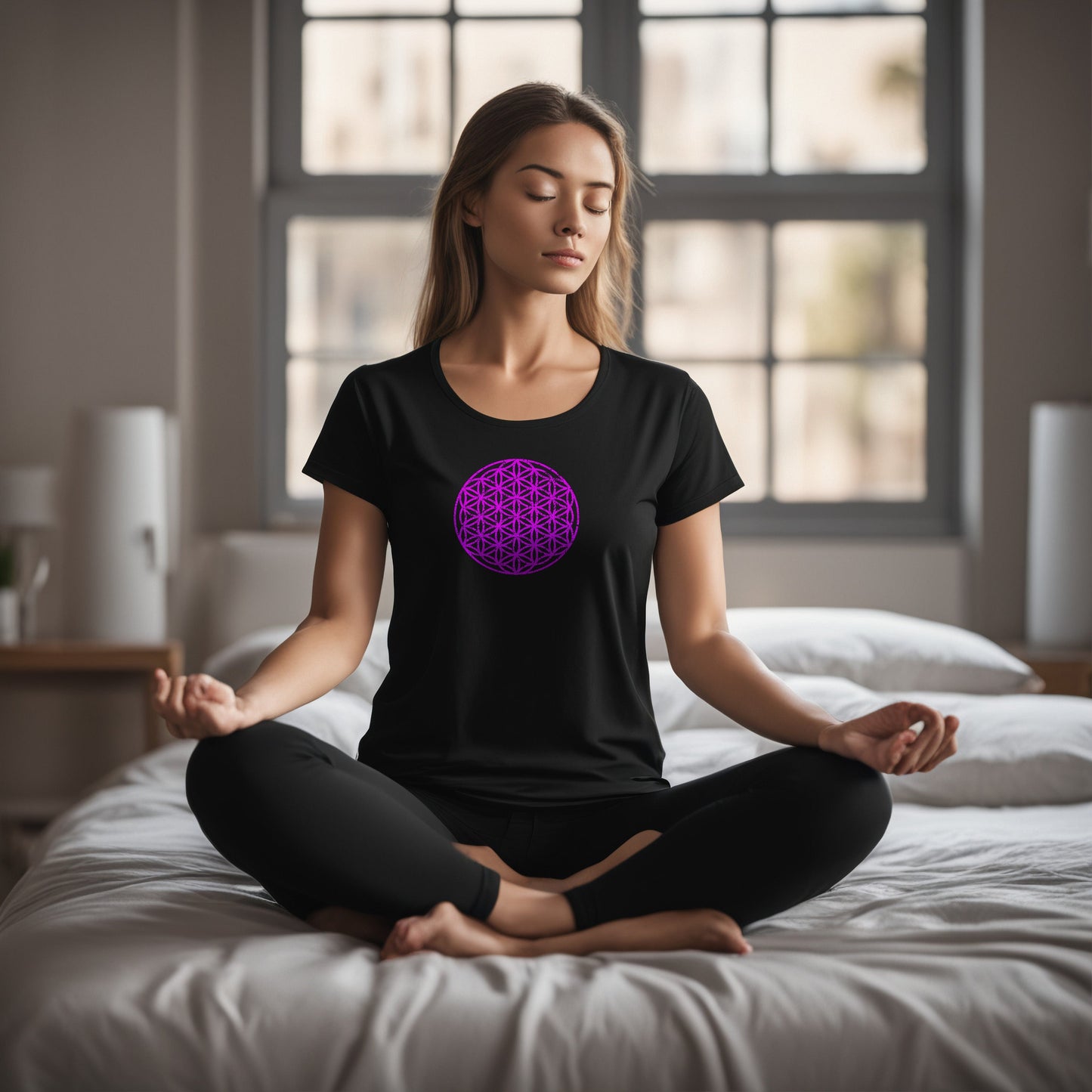 Distressed Flower Of Life Slim Fit Boyfriend Tee for Women