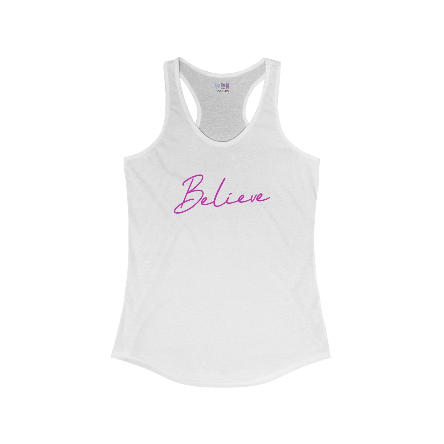 Believe Inspirational marathon or any sports women's racerback tank top